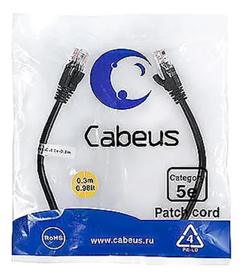 PC-UTP-RJ45-Cat.5e-0.3m-BK-LSZH