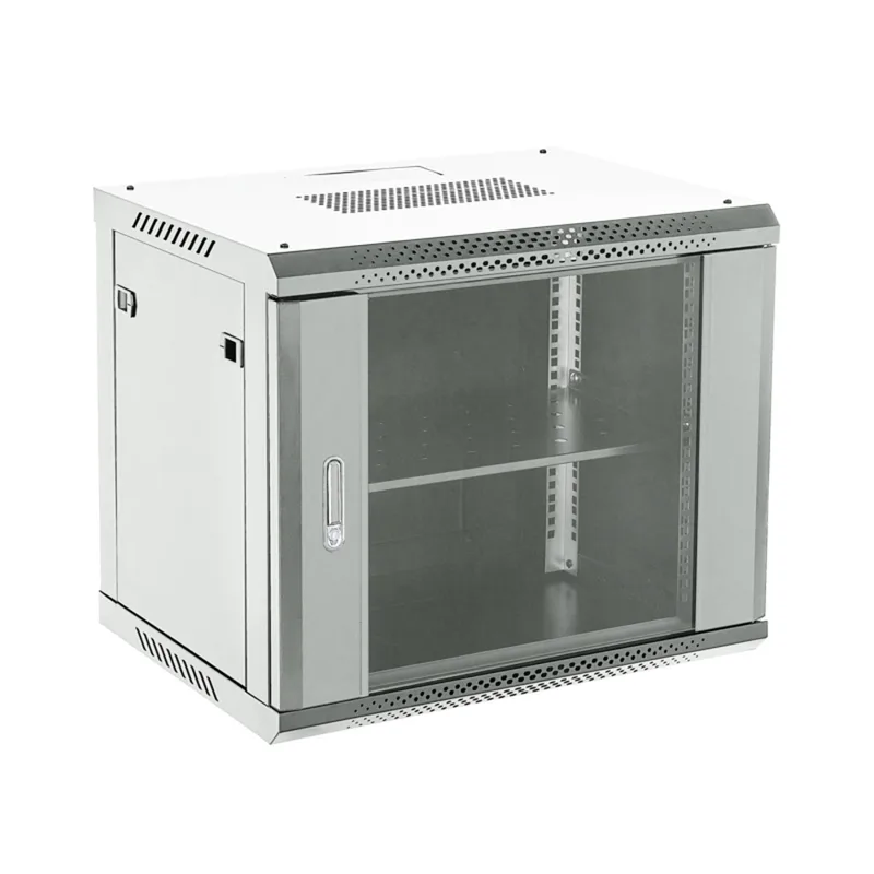 04-1266-111 - Настенный шкаф 19" 12U 600х600, дверь сплошное стекло, серый, RAL 7035 Rexant