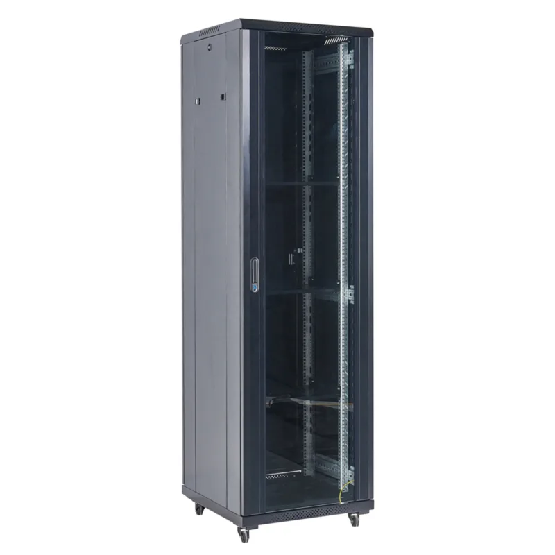 04-4268-212 - Напольный шкаф 19" 42U 600х800, дверь сплошное стекло, черный, RAL 9005 Rexant